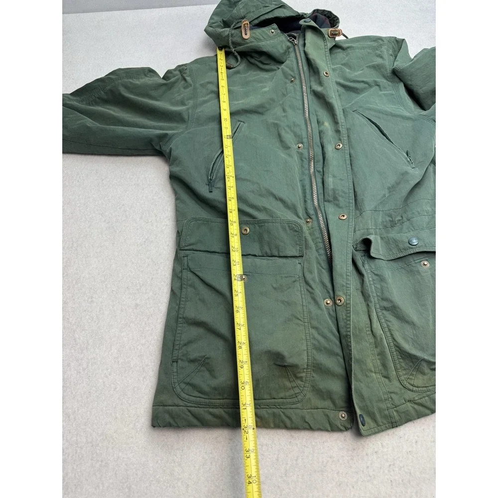 L.L.Bean Maind Warden Coat Men Medium Green Hooded Wool Lined Parka Canvas Field